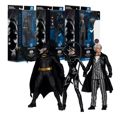 Batman/Catwoman/Max Shreck Red Platinum (Batman Returns) Deluxe Theatrical Edition Bundle (3) 7" Figures