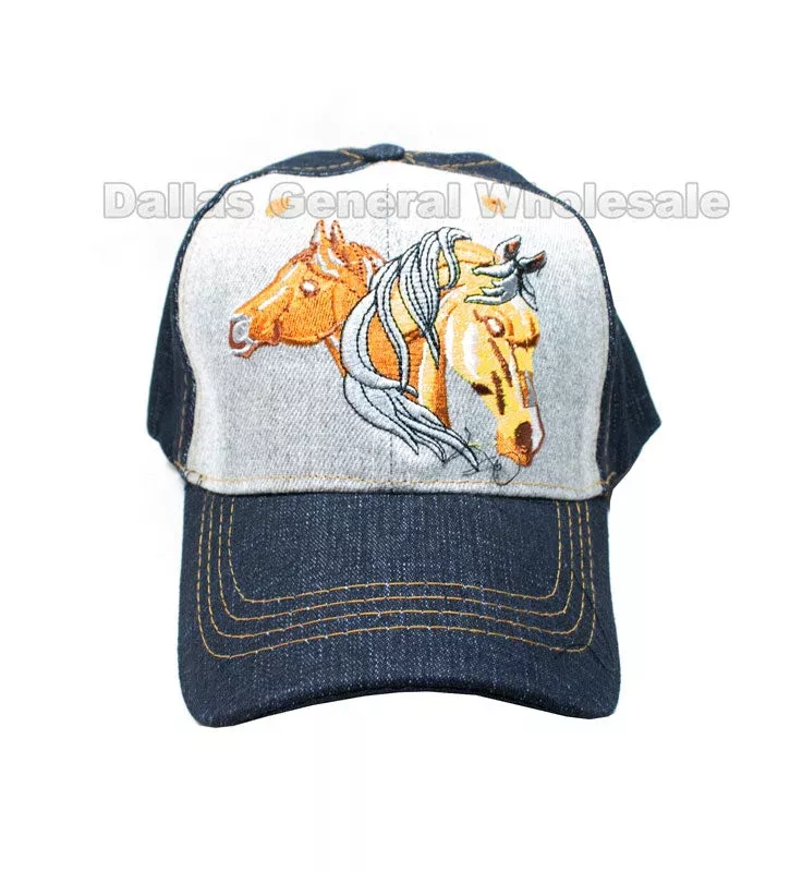"Horse" Denim Casual Caps In Bulk