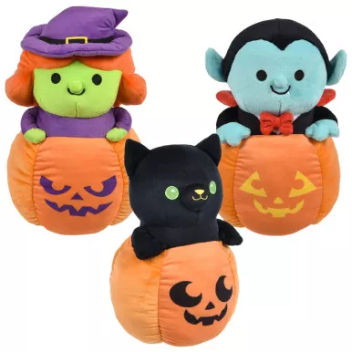 Popping Plush Pumpkin Assortment 7" - 72 Pcs Bulk Toy Gifts