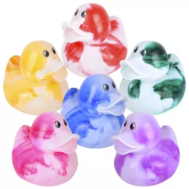 Rubber Duckies 48 pcs Bulk - 6" Marble Pattern for Events & Prizes